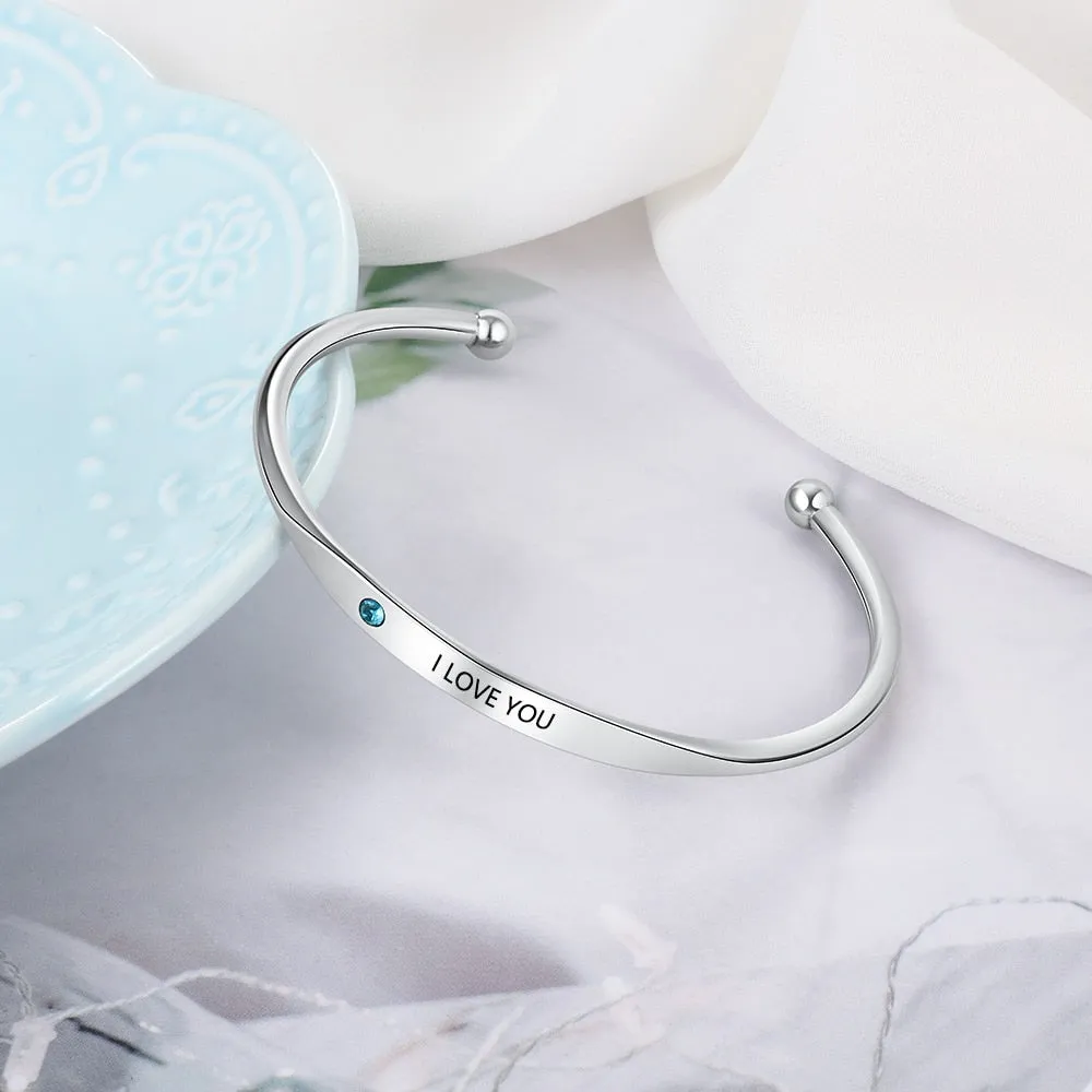 Personalized Engraved Name Bracelets for Women Custom Birthstone ID Bracelets Bangles Stainless Steel Jewelry