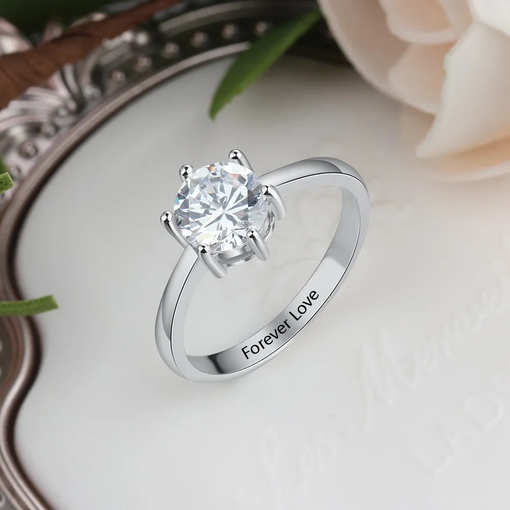 Personalized Gift Engraved Name Silver Color Wedding Rings for Women Anniversary Valentines Jewelry