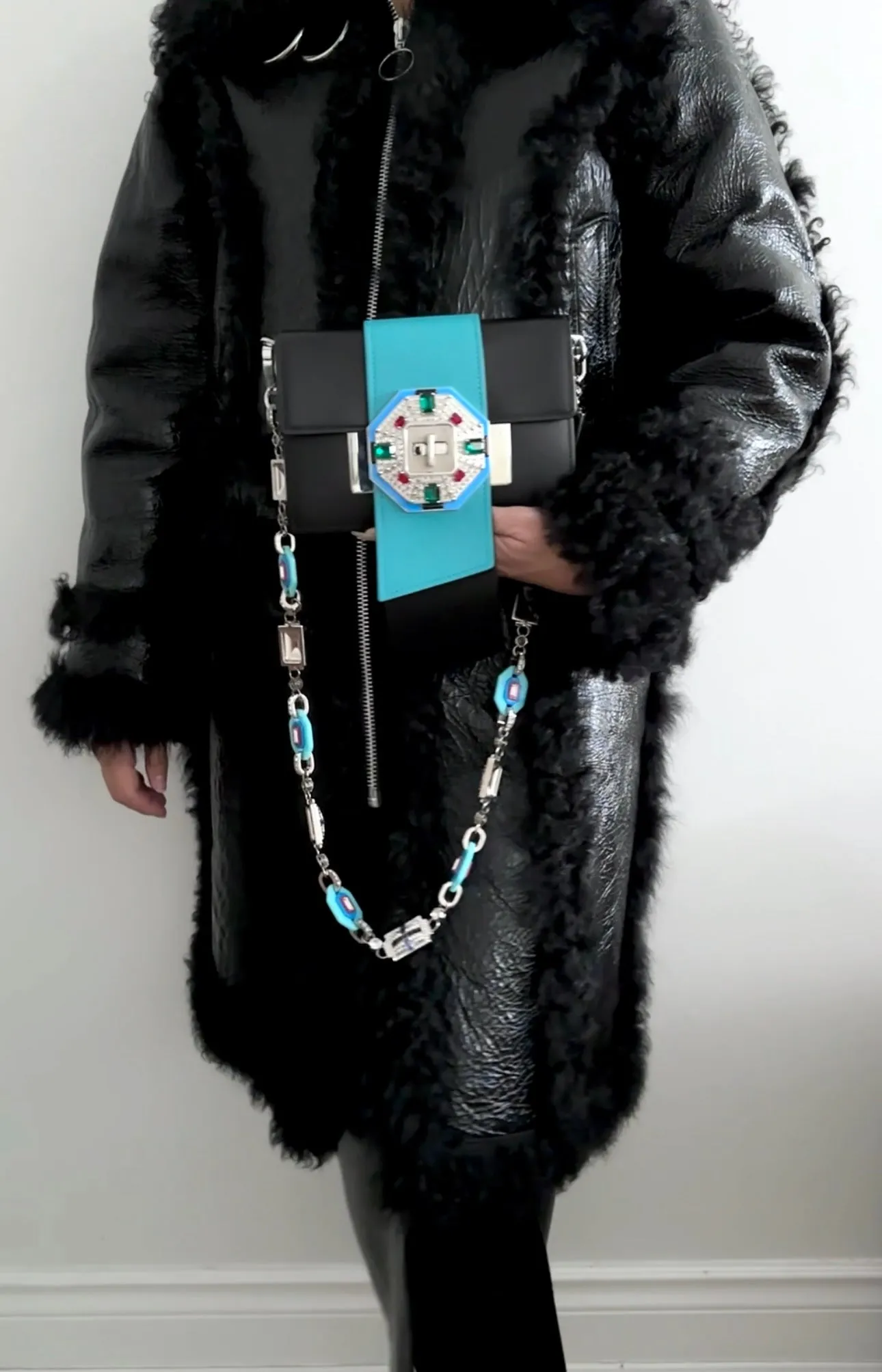 Prada Art Deco Crystal and Resin Geometric Jewelled Bag Strap - Turquoise