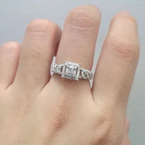 Princess Illusion Halo Diamond Engagement Ring