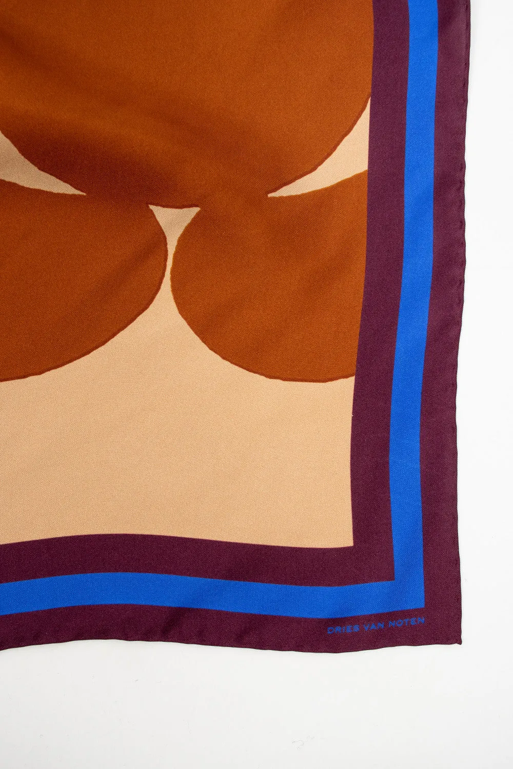 Printed Silk Scarf Brown/Blue