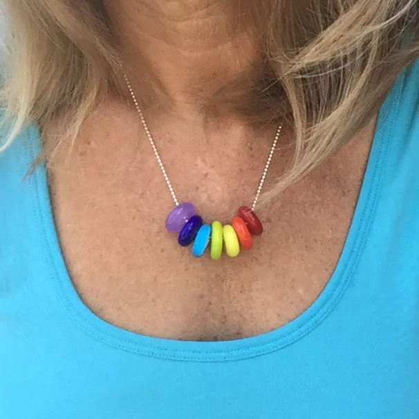 rainbow rings necklace