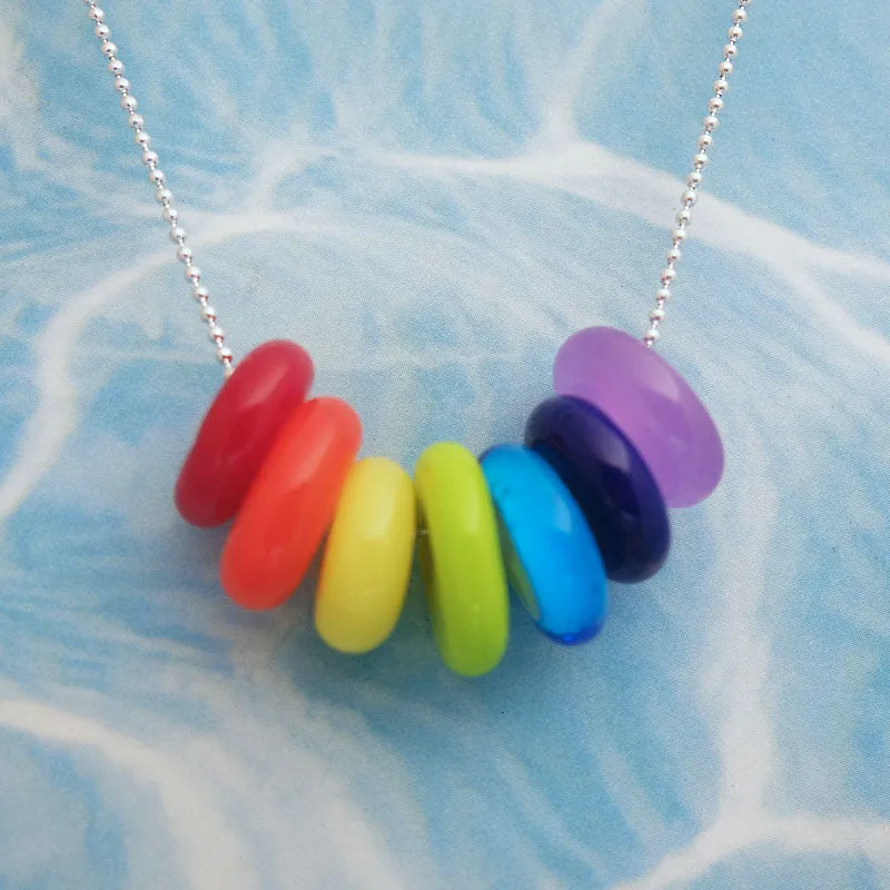 rainbow rings necklace