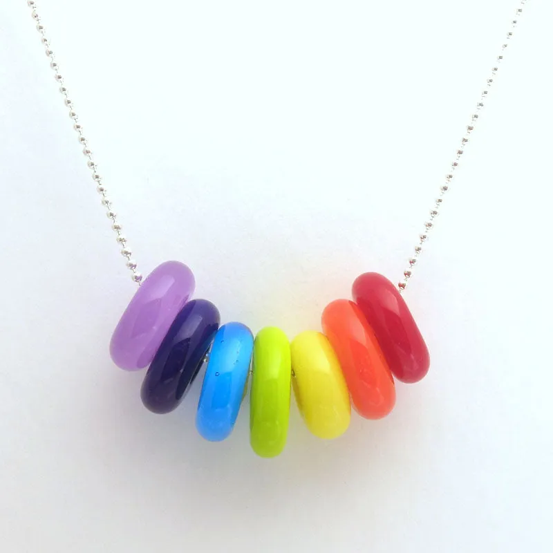 rainbow rings necklace