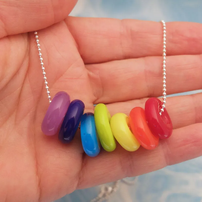 rainbow rings necklace