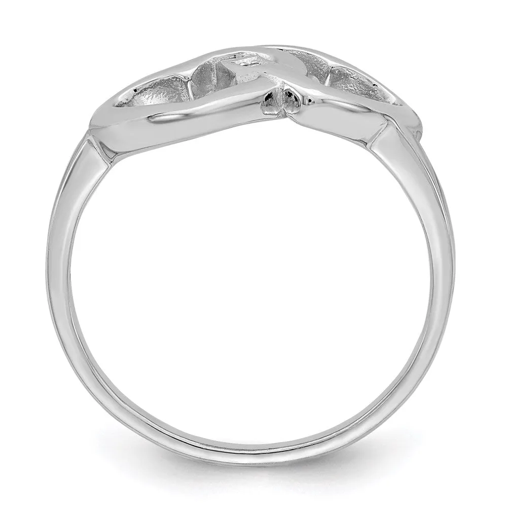 Rhodium-Plated Diamond accent Intertwined Heart Ring in Sterling Silver