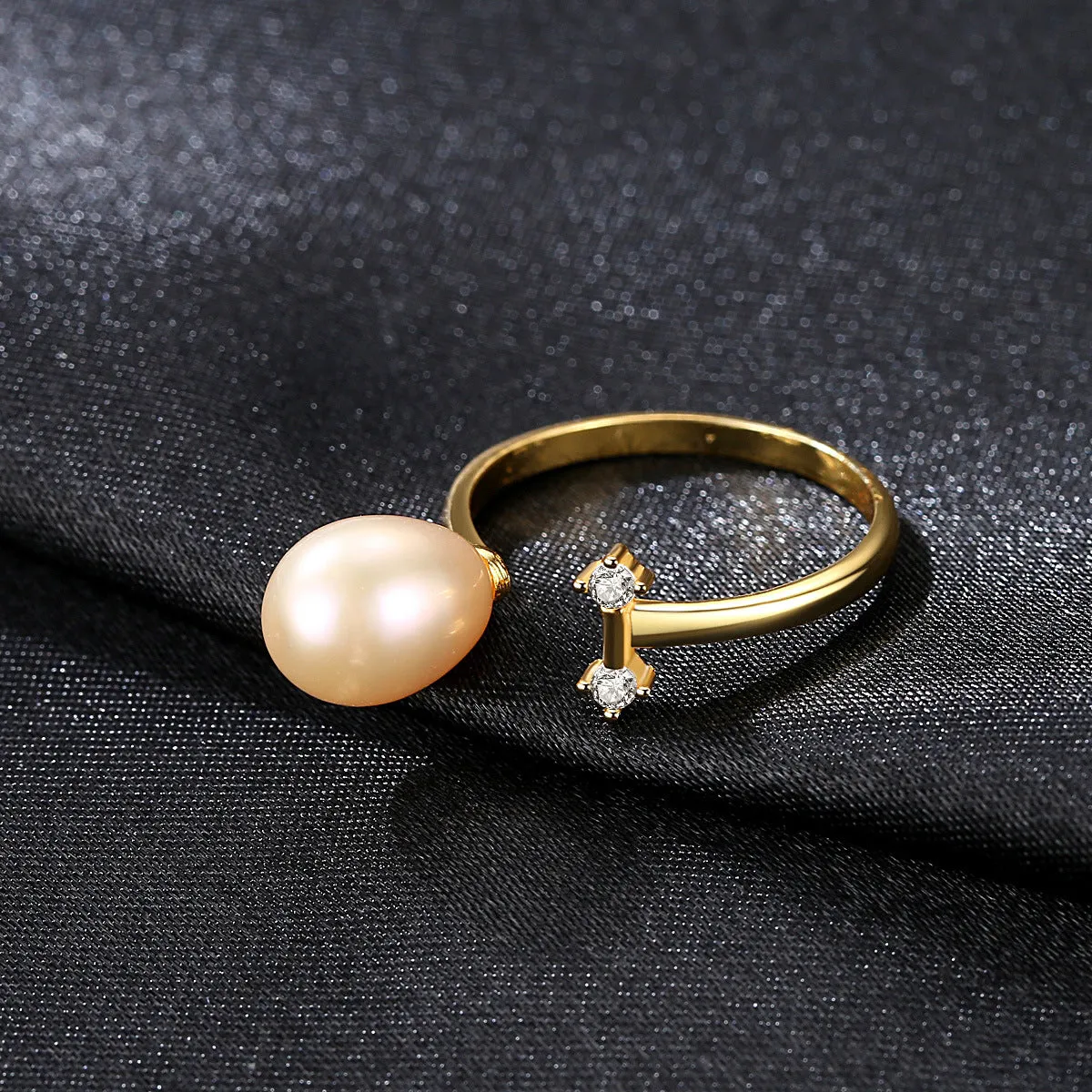 S925 Sterling Silver Pearl Open Plain Ring