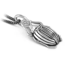 Scarab Beetle Necklace - Silver