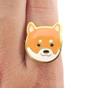 Shiba Inu Puppy Face Shaped Adjustable Animal Ring | Limited Edition