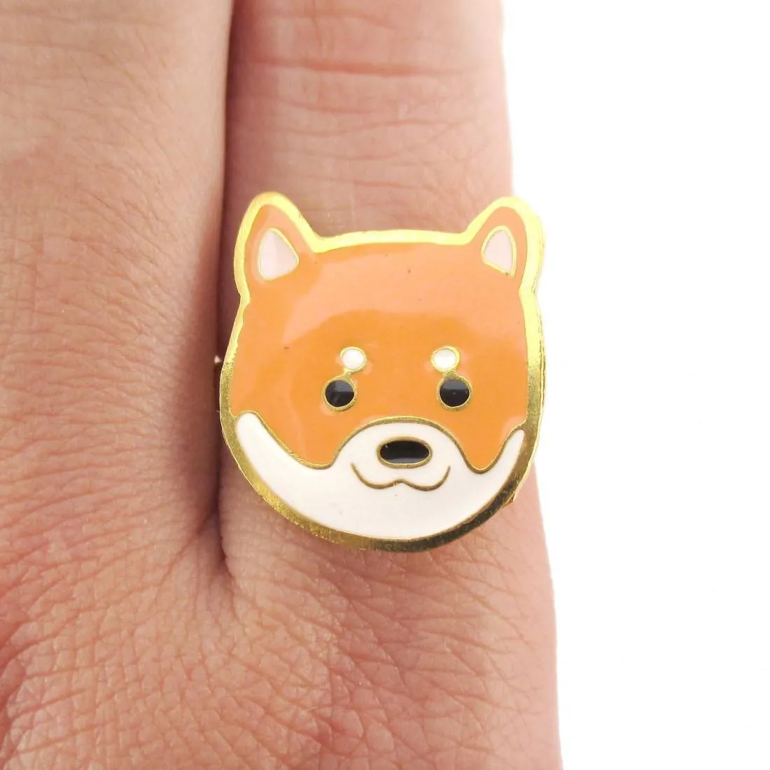 Shiba Inu Puppy Face Shaped Adjustable Animal Ring | Limited Edition