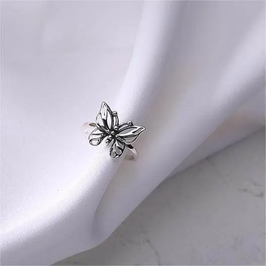 Silver Butterfly Cutout Plain Ring