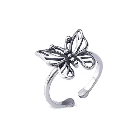 Silver Butterfly Cutout Plain Ring