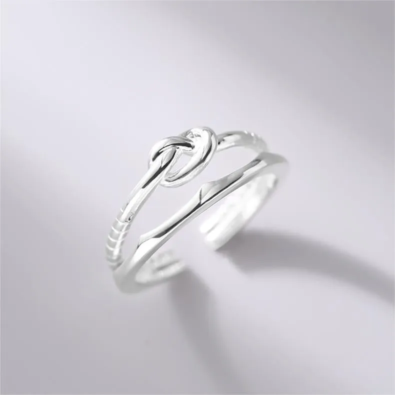 Silver Double Rope Knot Love Plain Ring