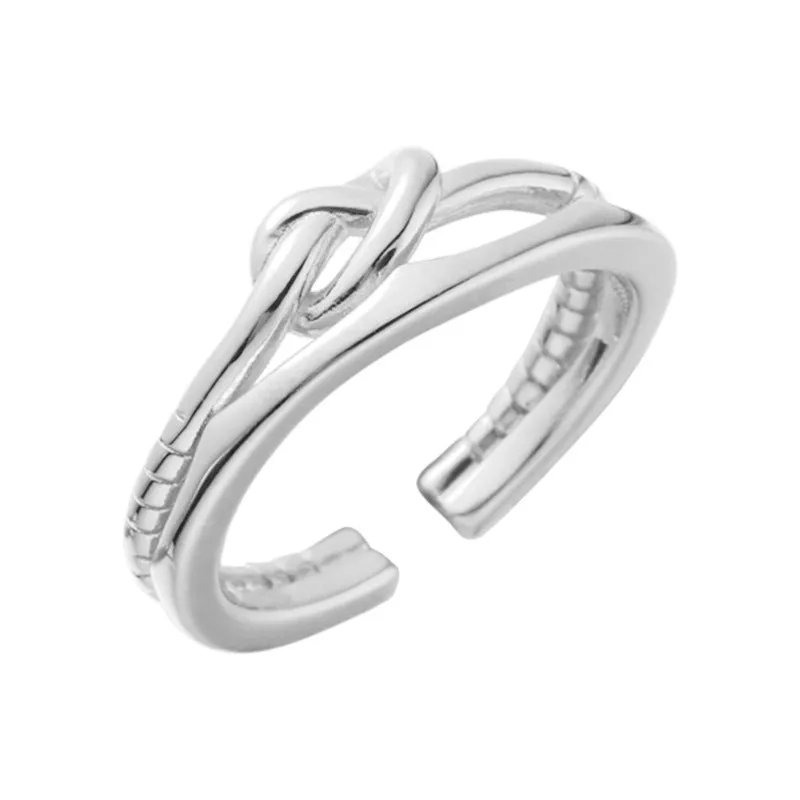 Silver Double Rope Knot Love Plain Ring