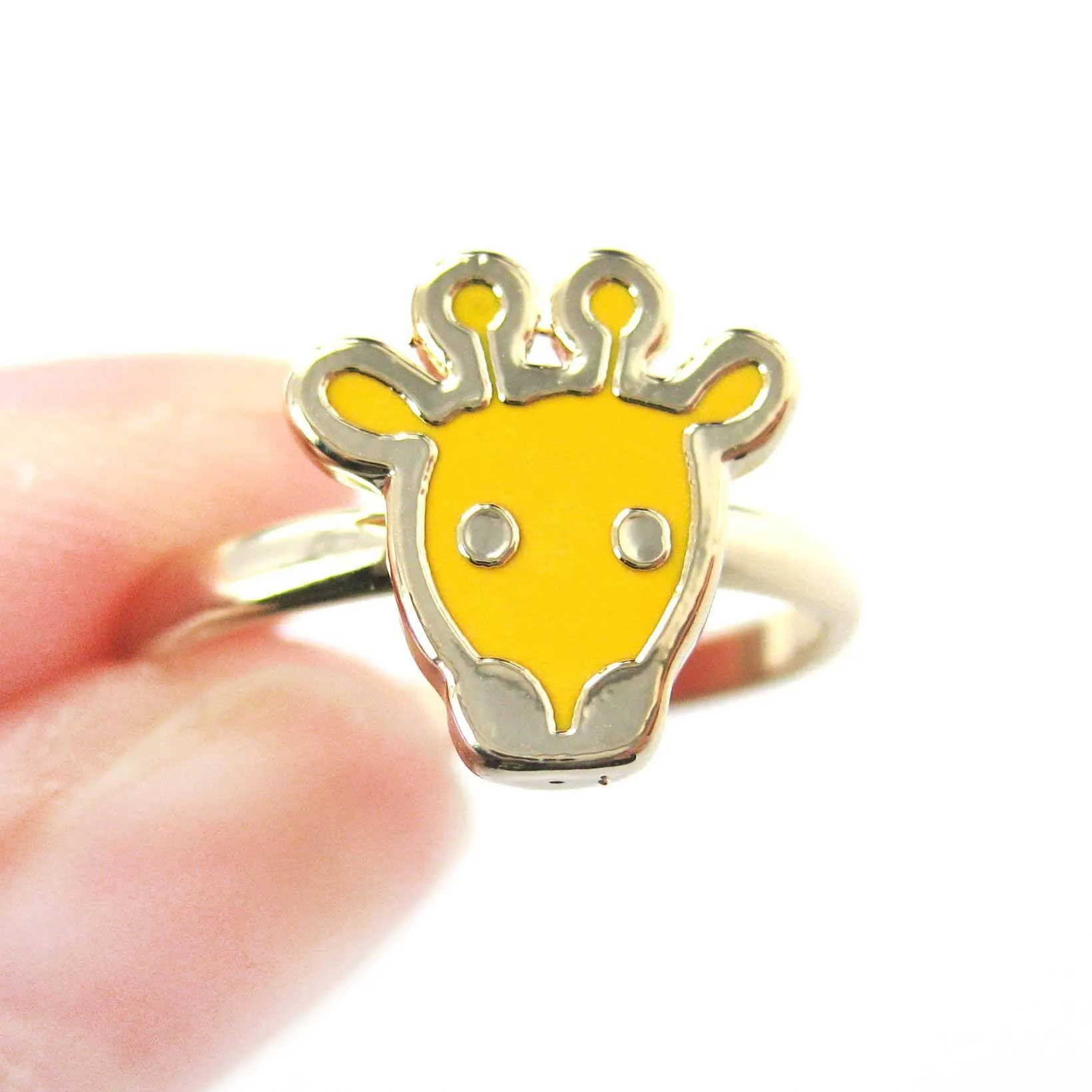 Simple Giraffe Shaped Animal Adjustable Ring in Yellow | DOTOLY