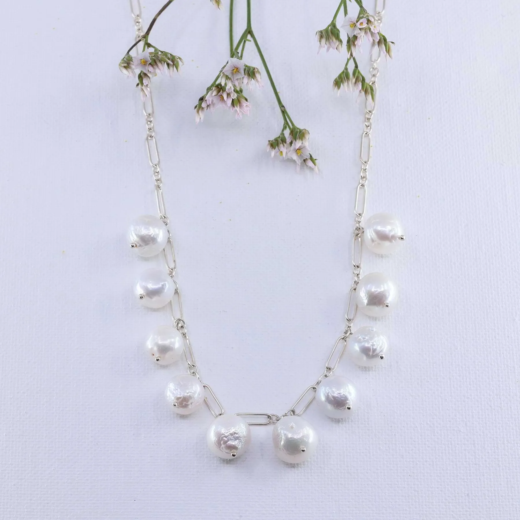 Siobhan - Baroque Pearls Silver Necklace