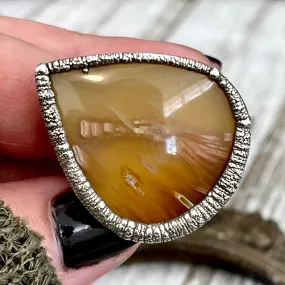 Size 6 Tube Agate Statement Ring Set in Fine Silver / Foxlark Collection - One of a Kind