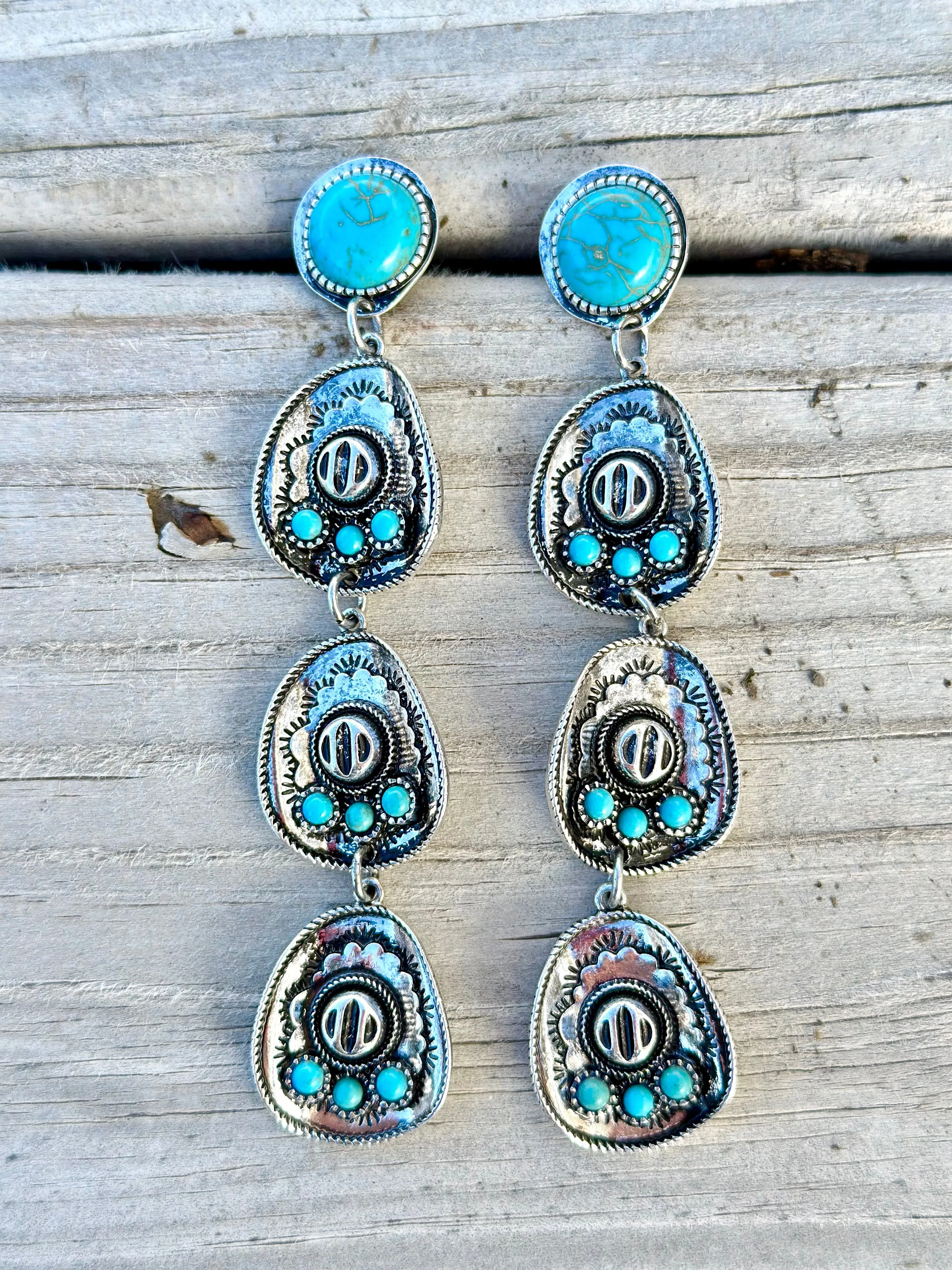 South Of The Border Turquoise Sombrero Hat Earring