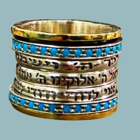 Spinner ring for woman. Hebrew Blessings