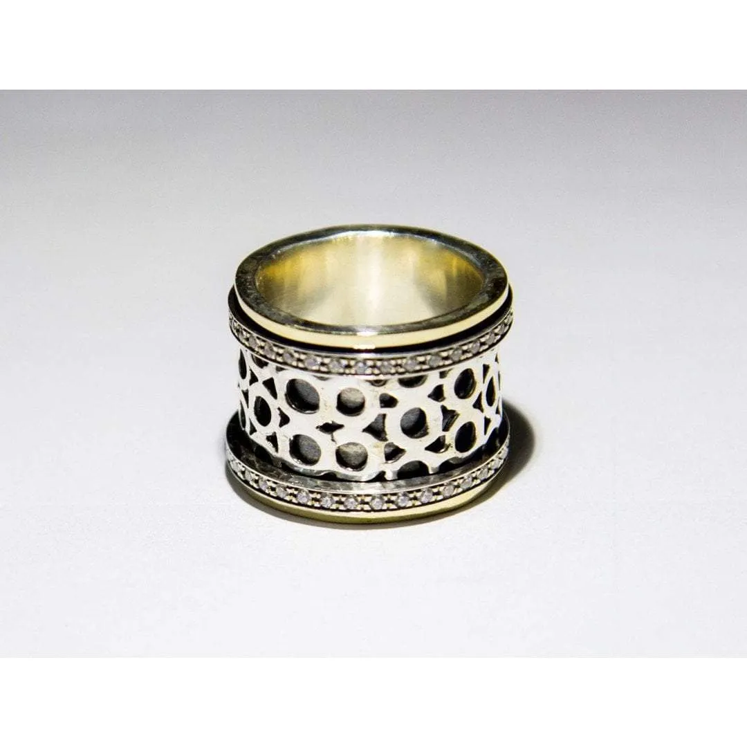 Spinner ring for woman, Ring for man, Silver Gold Spinner ring