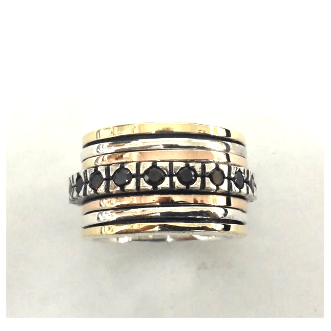 Spinner rings for woman sterling silver & gold