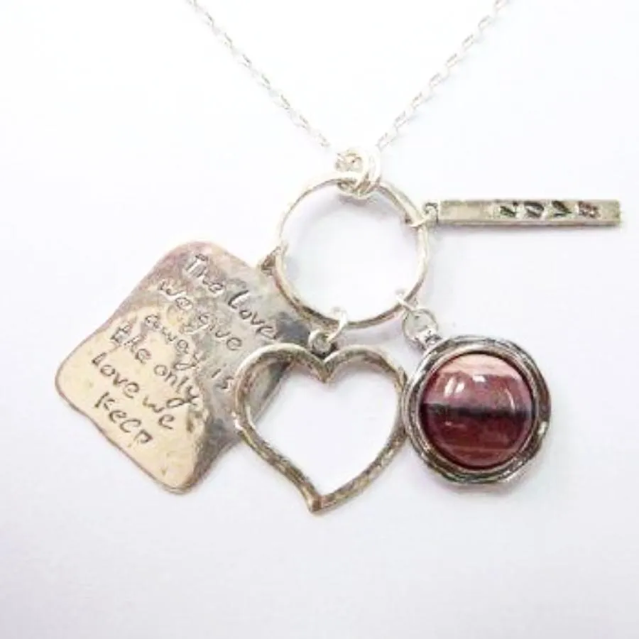 Sterling Silver Love message necklace with charms