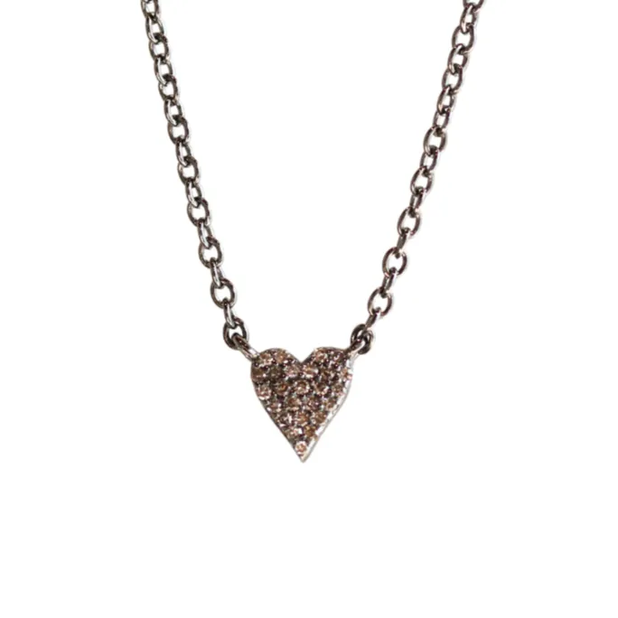 Sterling Silver Pave Mini Heart Necklace