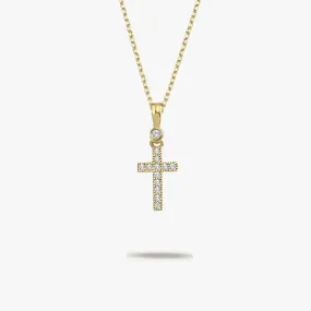 Tiny Cross Necklace | 14K Solid Gold