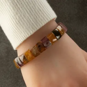 Tourmaline Rectangular Gemstone Elastic Bracelet