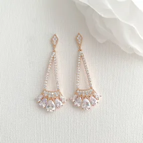 Triangle Dangle Earrings Rose Gold- Sydney