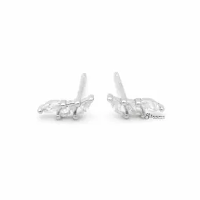 Triple Marquise CZ Stud Earrings - Silver