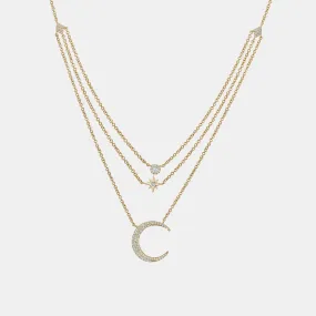 Triple Row Half Moon Necklace