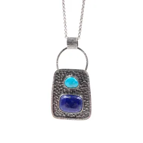 Turquoise and Lapis Frame Pendant