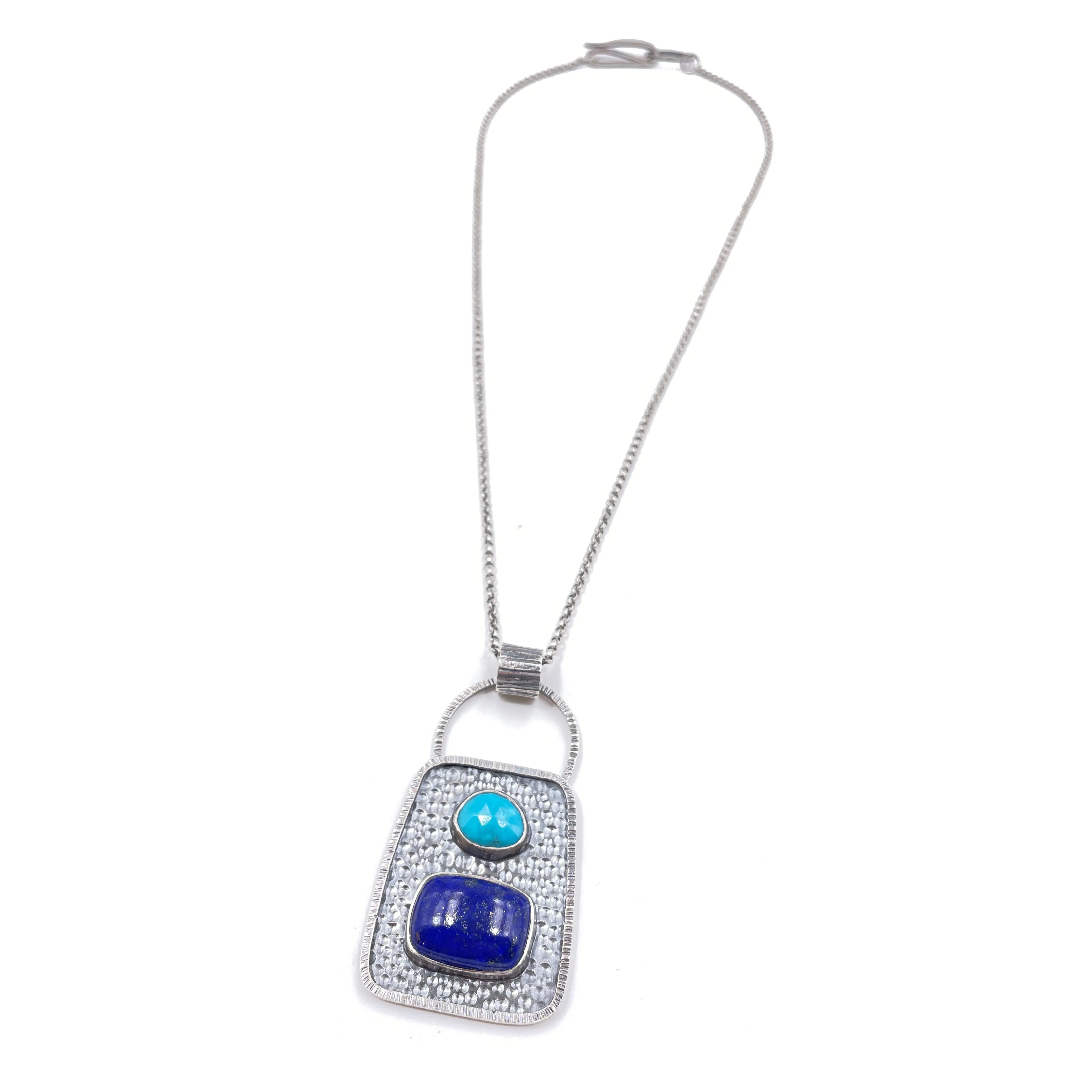 Turquoise and Lapis Frame Pendant