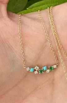 Turquoise Diamond Emerald Smile Necklace