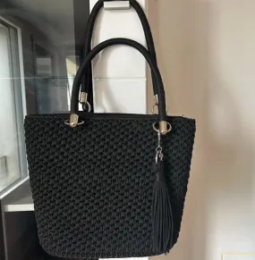 Udinma Black Woven Handbag