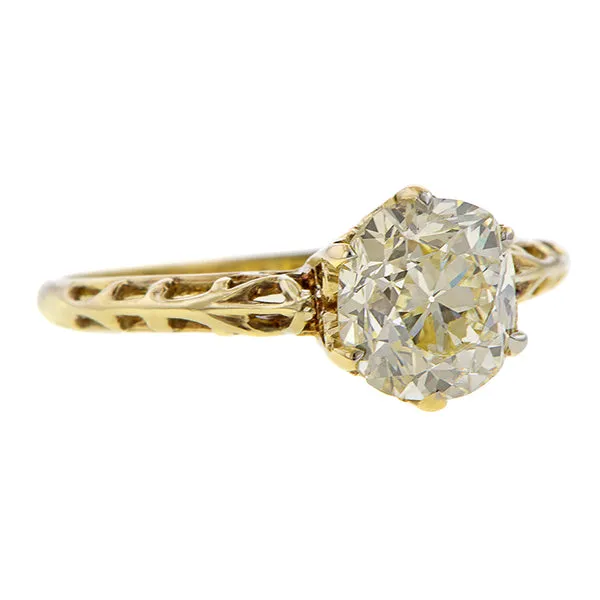 Vintage Filigree Solitaire Engagement Ring, Cushion 1.50ct.