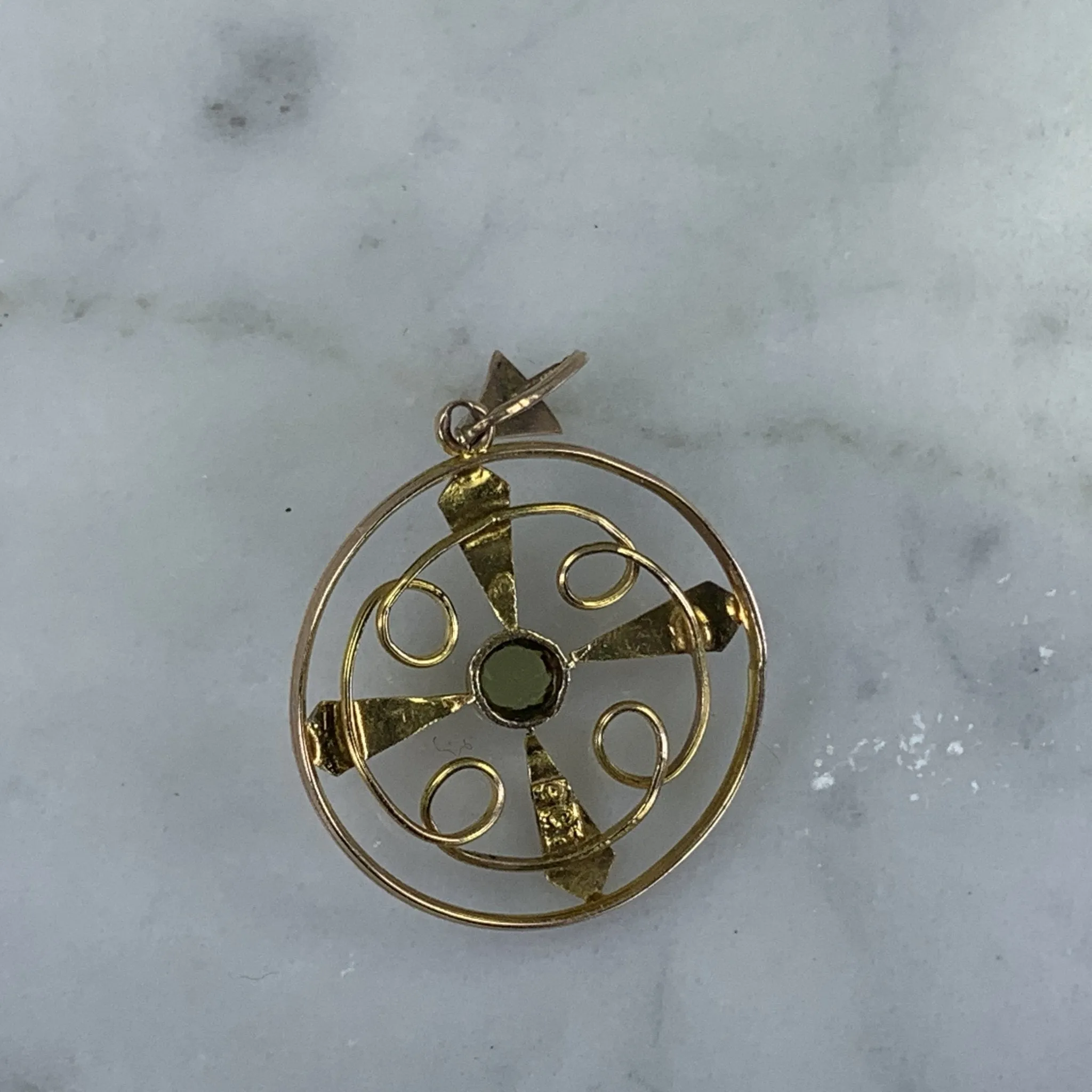 Vintage Peridot Pendant in Rose Gold. Peridot is the Grassy Green August Birthstone.