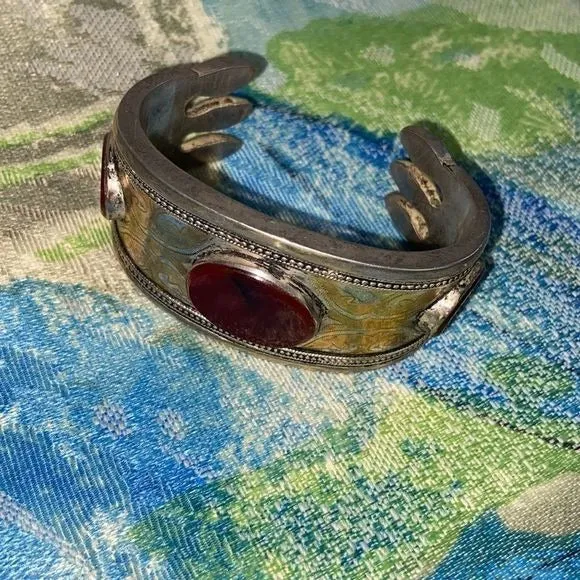 VintageYemeniTribal w/ Carnelian Cuff Bracelet