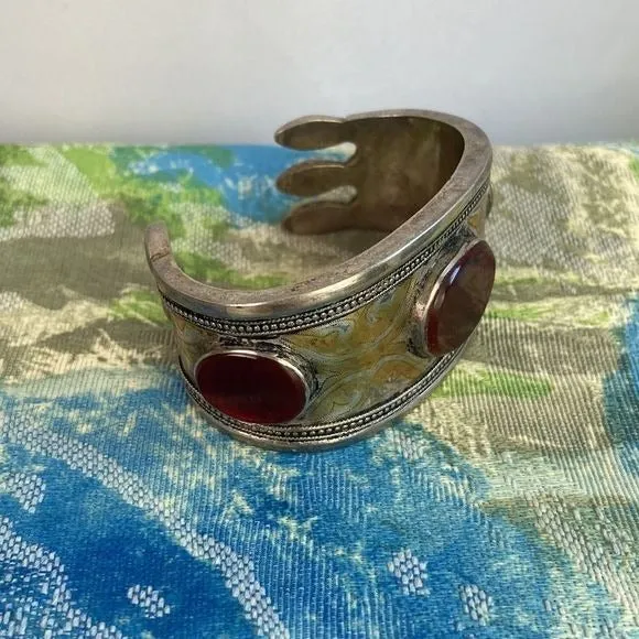 VintageYemeniTribal w/ Carnelian Cuff Bracelet