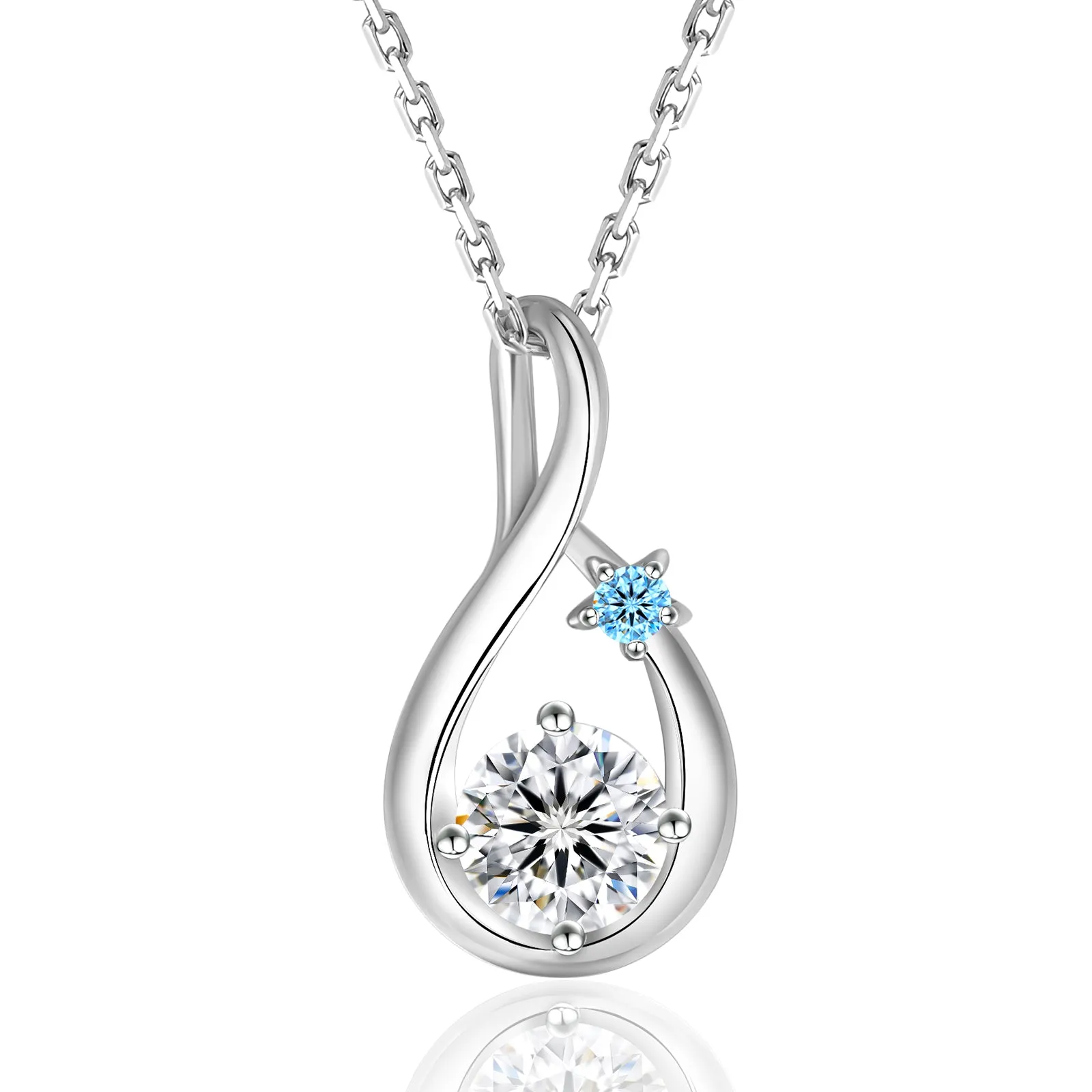 Water Drop VVS1 Moissanite Pendant Necklace for Women 0412 BL