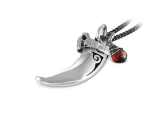 Wolf Claw Necklace with Garnet - Silver