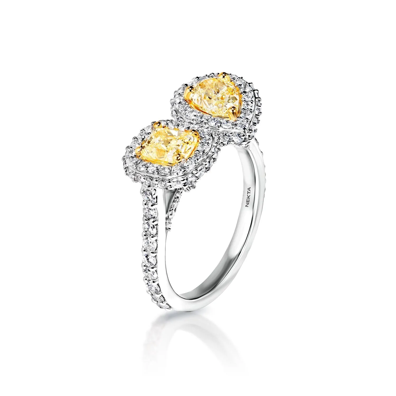 Wren 3 Carat Yellow Combine Mix Shape Diamond Engagement Ring in 14k White Gold