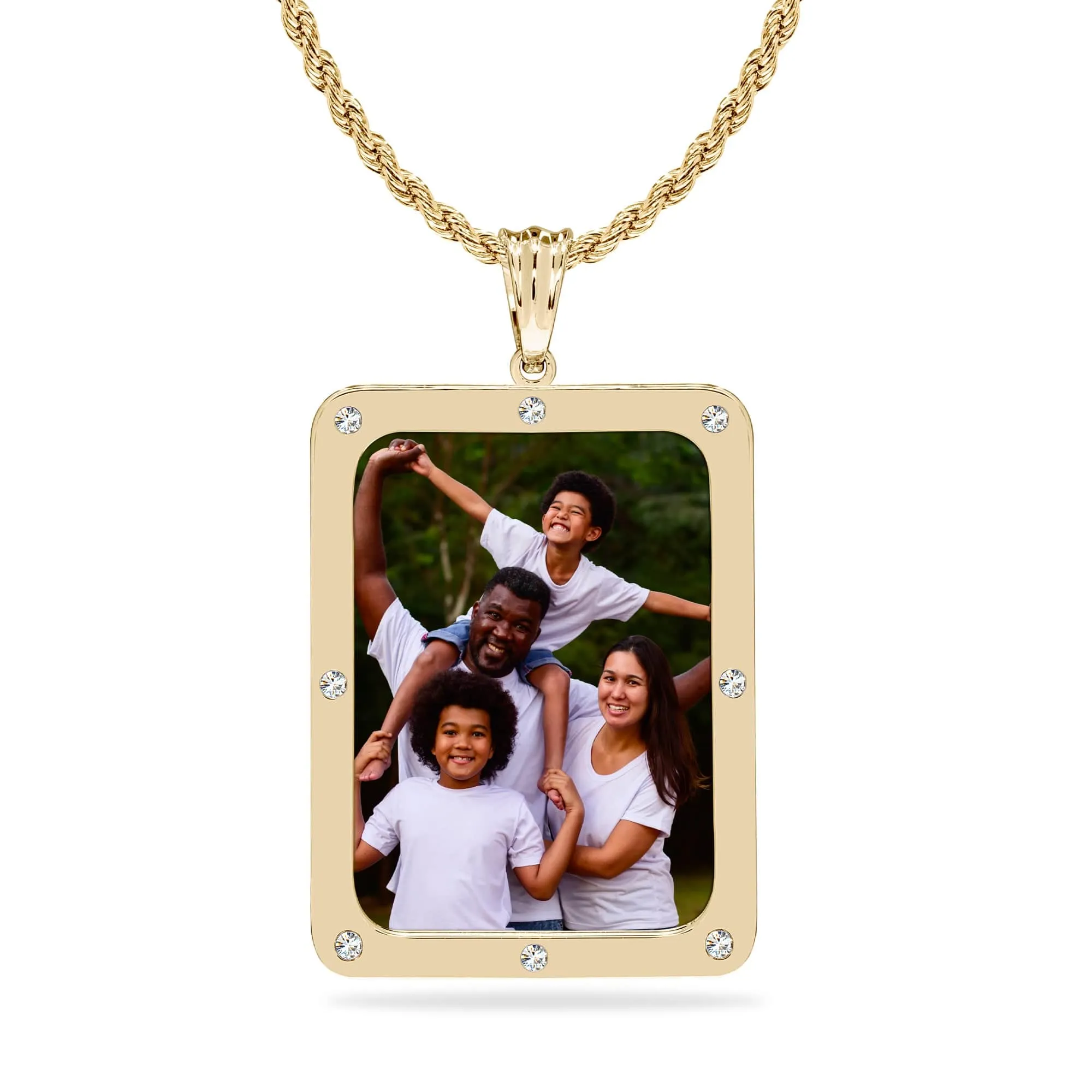 Zirconia Rectangle Photo Pendant